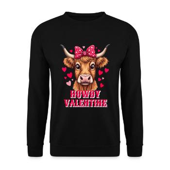 La Saint-Valentin Amour Scottish Highland Cattle Moo - Sweat-shirt Unisexe - noir - Devant - Alina (178cm) & Michal (187cm)