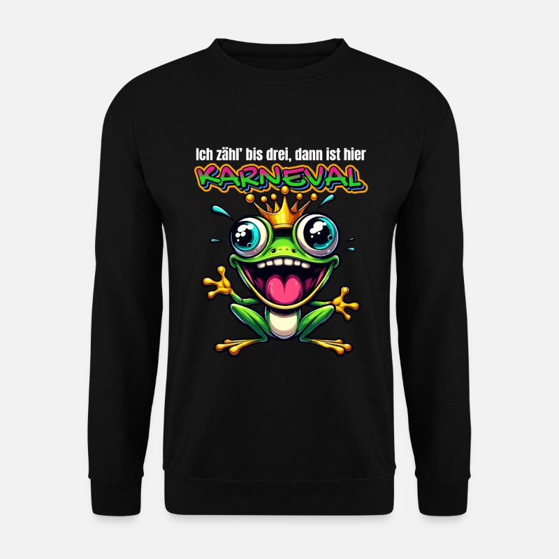Karneval Frosch Froschkönig Köln Alaaf Lustig - Unisex Pullover - Schwarz