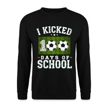 Ich habe 100 Tage Schulfußball gekickt 100. Tag Jungs - Unisex Pullover - Schwarz - Vorne - Alina (178cm) & Michal (187cm)