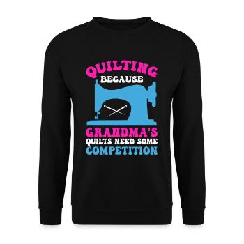 Machine à coudre Couette Couette Mamie Quilter Couture - Sweat-shirt Unisexe - noir - Devant - Alina (178cm) & Michal (187cm)