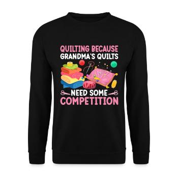 Machine à coudre Couette Couette Mamie Quilter Couture - Sweat-shirt Unisexe - noir - Devant - Alina (178cm) & Michal (187cm)