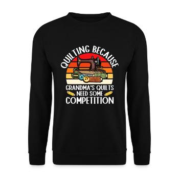 Machine à coudre Couette Couette Mamie Quilter Couture - Sweat-shirt Unisexe - noir - Devant - Alina (178cm) & Michal (187cm)