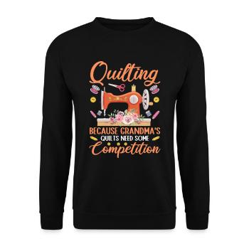Machine à coudre Couette Couette Mamie Quilter Couture - Sweat-shirt Unisexe - noir - Devant - Alina (178cm) & Michal (187cm)