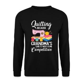 Machine à coudre Couette Couette Mamie Quilter Couture - Sweat-shirt Unisexe - noir - Devant - Alina (178cm) & Michal (187cm)