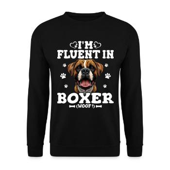 Parler Le Boxer Humour Chien Boxer - Sweat-shirt Unisexe - noir - Devant - Alina (178cm) & Michal (187cm)