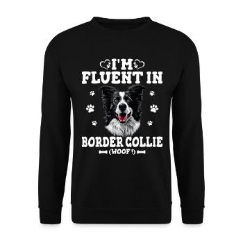 Parler Border Collie Humour Chien Border Collie - Sweat-shirt Unisexe - noir - Devant - Alina (178cm) & Michal (187cm)