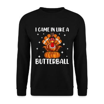 Trruthahn Thanksgiving Funny Design - Unisex Sweatshirt - black - Front - Alina (178cm) & Michal (187cm)