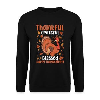 Trruthahn Thanksgiving Funny Design - Unisex Sweatshirt - black - Front - Alina (178cm) & Michal (187cm)