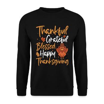 Trruthahn Thanksgiving Funny Design - Unisex Sweatshirt - black - Front - Alina (178cm) & Michal (187cm)