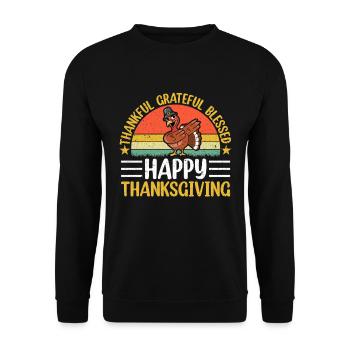 Trruthahn Thanksgiving Funny Design - Unisex Sweatshirt - black - Front - Alina (178cm) & Michal (187cm)
