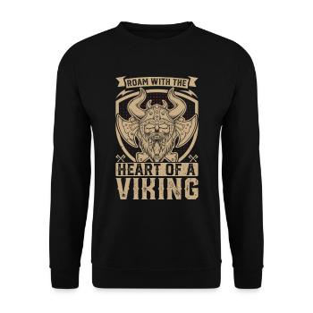 Wikinger Mythos Odin Ravens Huginn - Unisex Pullover - Schwarz - Vorne - Alina (178cm) & Michal (187cm)