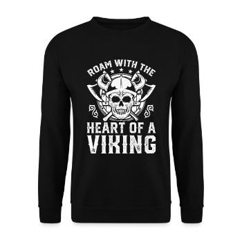 Wikinger Mythos Odin Ravens Huginn - Unisex Pullover - Schwarz - Vorne - Alina (178cm) & Michal (187cm)