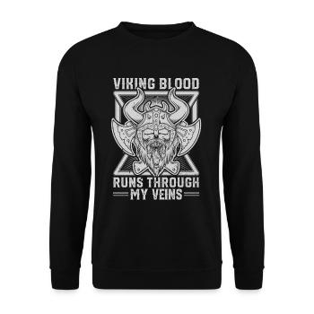 Wikinger Mythos Odin Ravens Huginn - Unisex Pullover - Schwarz - Vorne - Alina (178cm) & Michal (187cm)