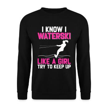 Ski nautique pour femmes filles skieuses nautiques - Sweat-shirt Unisexe - noir - Devant - Alina (178cm) & Michal (187cm)
