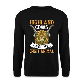 Schottisches Hochlandrind für Landwirte - Unisex Pullover - Schwarz - Vorne - Alina (178cm) & Michal (187cm)