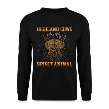 Schottisches Hochlandrind für Landwirte - Unisex Pullover - Schwarz - Vorne - Alina (178cm) & Michal (187cm)