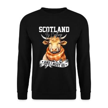 Schottisches Hochlandrind für Landwirte - Unisex Pullover - Schwarz - Vorne - Alina (178cm) & Michal (187cm)