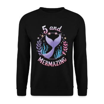 Fille Sirène 5 ans pour l’anniversaire - Sweat-shirt Unisexe - noir - Devant - Alina (178cm) & Michal (187cm)