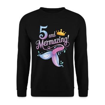 Fille Sirène 5 ans pour l’anniversaire - Sweat-shirt Unisexe - noir - Devant - Alina (178cm) & Michal (187cm)