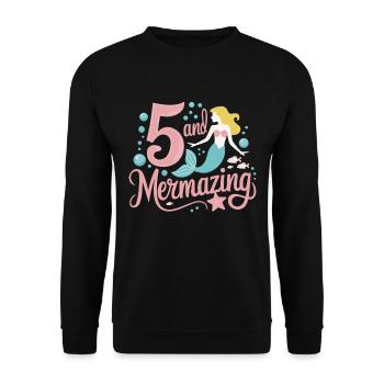 Fille Sirène 5 ans pour l’anniversaire - Sweat-shirt Unisexe - noir - Devant - Alina (178cm) & Michal (187cm)
