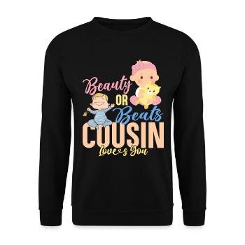 famille, sexe, révéler, fille, - Sweat-shirt Unisexe - noir - Devant - Alina (178cm) & Michal (187cm)