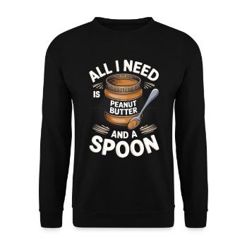 Erdnussbutter Erdnussbodybuilder - Unisex Pullover - Schwarz - Vorne - Alina (178cm) & Michal (187cm)
