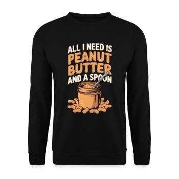 Erdnussbutter Erdnussbodybuilder - Unisex Pullover - Schwarz - Vorne - Alina (178cm) & Michal (187cm)