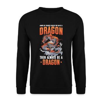 Drachen Drachendesign Sei immer du selbst - Unisex Pullover - Schwarz - Vorne - Alina (178cm) & Michal (187cm)