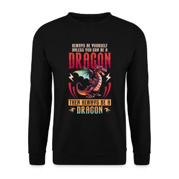 Drachen Drachendesign Sei immer du selbst - Unisex Pullover - Schwarz - Vorne - Alina (178cm) & Michal (187cm)