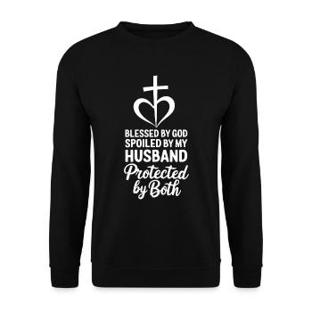by God by my husband - Unisex Sweatshirt - black - Front - Alina (178cm) & Michal (187cm)