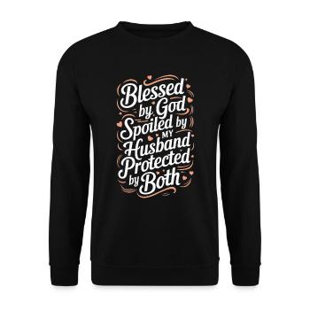 by God by my husband - Unisex Sweatshirt - black - Front - Alina (178cm) & Michal (187cm)