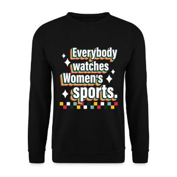 Jeder Schaut Frauensport An - Unisex Pullover - Schwarz - Vorne - Alina (178cm) & Michal (187cm)
