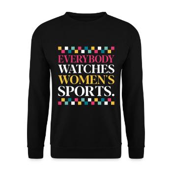 Jeder Schaut Frauensport An - Unisex Pullover - Schwarz - Vorne - Alina (178cm) & Michal (187cm)