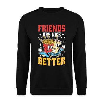 Mais les frites sont de meilleures pommes de terre frites - Sweat-shirt Unisexe - noir - Devant - Alina (178cm) & Michal (187cm)