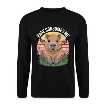 Capybara-Wut Verschlingt Mich - Unisex Pullover - Schwarz - Vorne - Alina (178cm) & Michal (187cm)