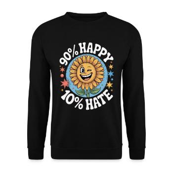 Drôle Plus heureux que haineux Clignotant Tournesol - Sweat-shirt Unisexe - noir - Devant - Alina (178cm) & Michal (187cm)