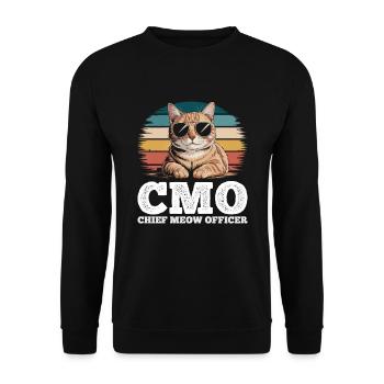 Lustige getigerte Katze Chief Meow Officer - Unisex Pullover - Schwarz - Vorne - Alina (178cm) & Michal (187cm)