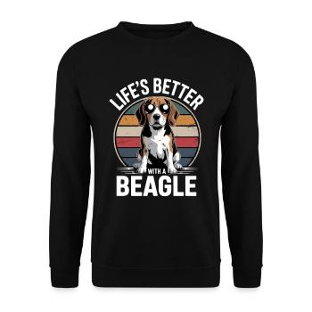 La vie est meilleure avec un beagle - Sweat-shirt Unisexe - noir - Devant - Alina (178cm) & Michal (187cm)