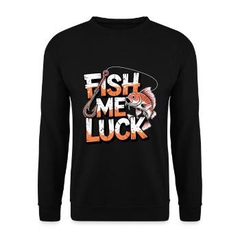 Fish Me Luck Funny Fishing - Unisex Sweatshirt - black - Front - Alina (178cm) & Michal (187cm)