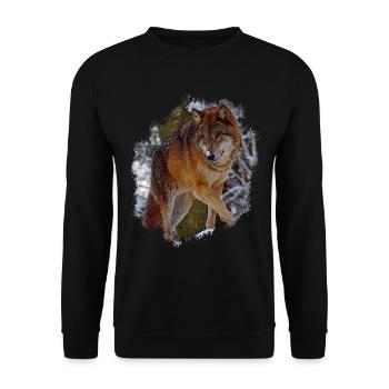 wolf - Unisex Sweatshirt - black - Front - Alina (178cm) & Michal (187cm)
