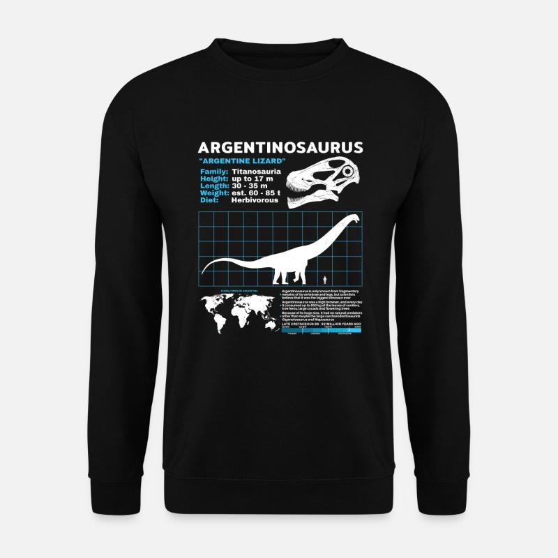 Argentinosaurus Datenblatt - Unisex Pullover - Schwarz