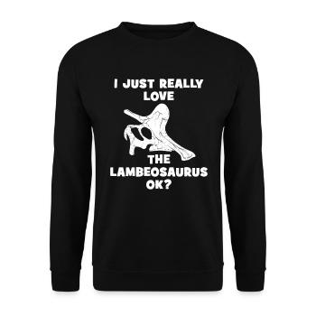 Lambeosaurus Fossilschädel - Unisex Pullover - Schwarz - Vorne - Alina (178cm) & Michal (187cm)