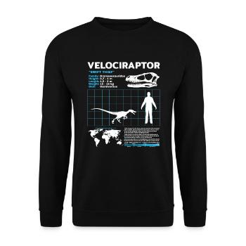 Velociraptor Fact Sheet - Unisex Pullover - Schwarz - Vorne - Alina (178cm) & Michal (187cm)