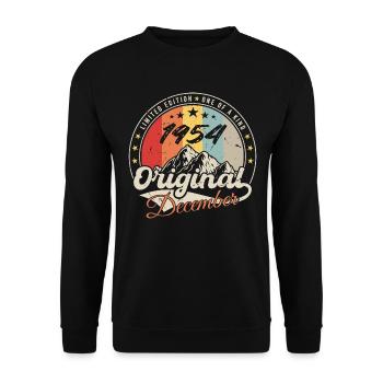 Vintage Birthday Gift - December 1954 - Unisex Sweatshirt - black - Front - Alina (178cm) & Michal (187cm)
