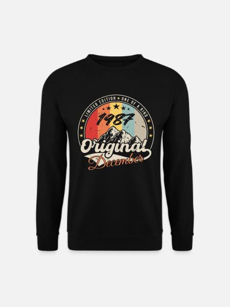 Vintage-Geburtstagsgeschenk - Dezember 1987 - Unisex Pullover - Schwarz