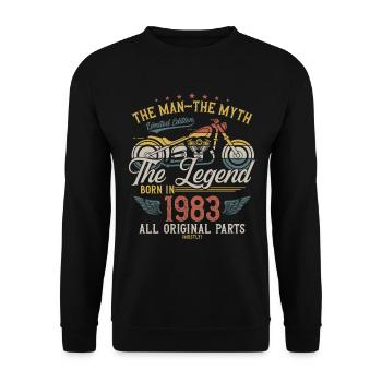 1983 Vintage Man Myth Legend Motorcycle - Unisex Sweatshirt - black - Front - Alina (178cm) & Michal (187cm)