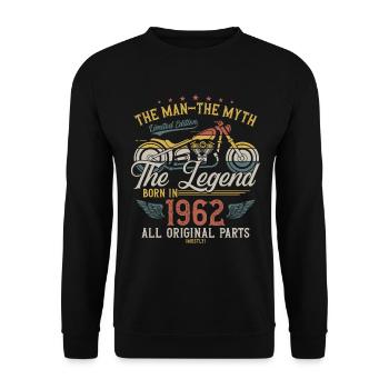 1962 Vintage Homme Mythe Légende Moto - Sweat-shirt Unisexe - noir - Devant - Alina (178cm) & Michal (187cm)