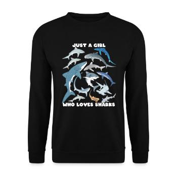 Tigerhai Blauhai Walhai Haiarten - Unisex Pullover - Schwarz - Vorne - Alina (178cm) & Michal (187cm)