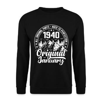 January 1940 Original 84 Year Old Birthday Gift - Unisex Sweatshirt - black - Front - Alina (178cm) & Michal (187cm)