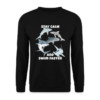 Stay calm and swim faster - Unisex Sweatshirt - black - Front - Alina (178cm) & Michal (187cm)